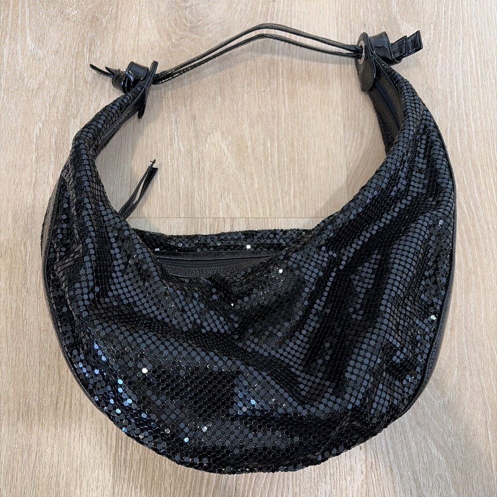 Jana Feifer Sequin Black Hobo Slouchy Shoulder Bag Luxe Going Out Y2K